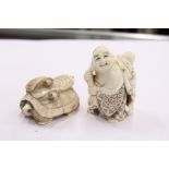 Two Chinese carved ivory netsukes.