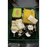 Leather doctor's case containing miscellaneous watch parts.