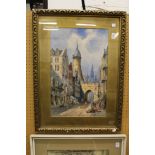 C. J. Keats "Antwerp 1885" watercolour, signed and dated.