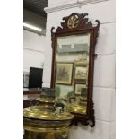 A Georgian style mahogany fretwork framed wall mirror.