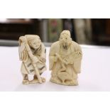 Two Chinese carved ivory netsukes.