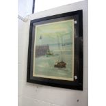 Sailing Ships by a Pier colour print.