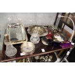 Miscellaneous items to include entree dish and cover, bottle coaster, eastern box, a silver