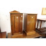 Two Victorian walnut pot cupboards.