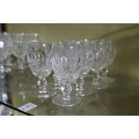 Eight Waterford Colleen small wine glasses, 11.5cms high.
