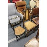 A Victorian mother-of-pearl inlaid occasional chair and another chair.