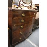 A 19th century mahogany bowfront chest of two short and four long drawers.