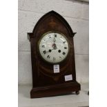 An Edwardian inlaid mahogany mantle clock (AF).