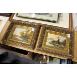 A small pair of gilt framed oil paintings.