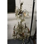 An early French cut glass and brass chandelier.