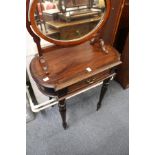 A French style mahogany single drawer side table.