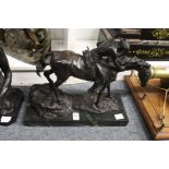 A good bronze of an Indian brave on horseback on a marble plinth.