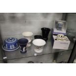 A group of Wedgwood Jasperware and other items to include presentation tankard and goblet.