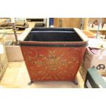 A decorative Toleware storage bin.