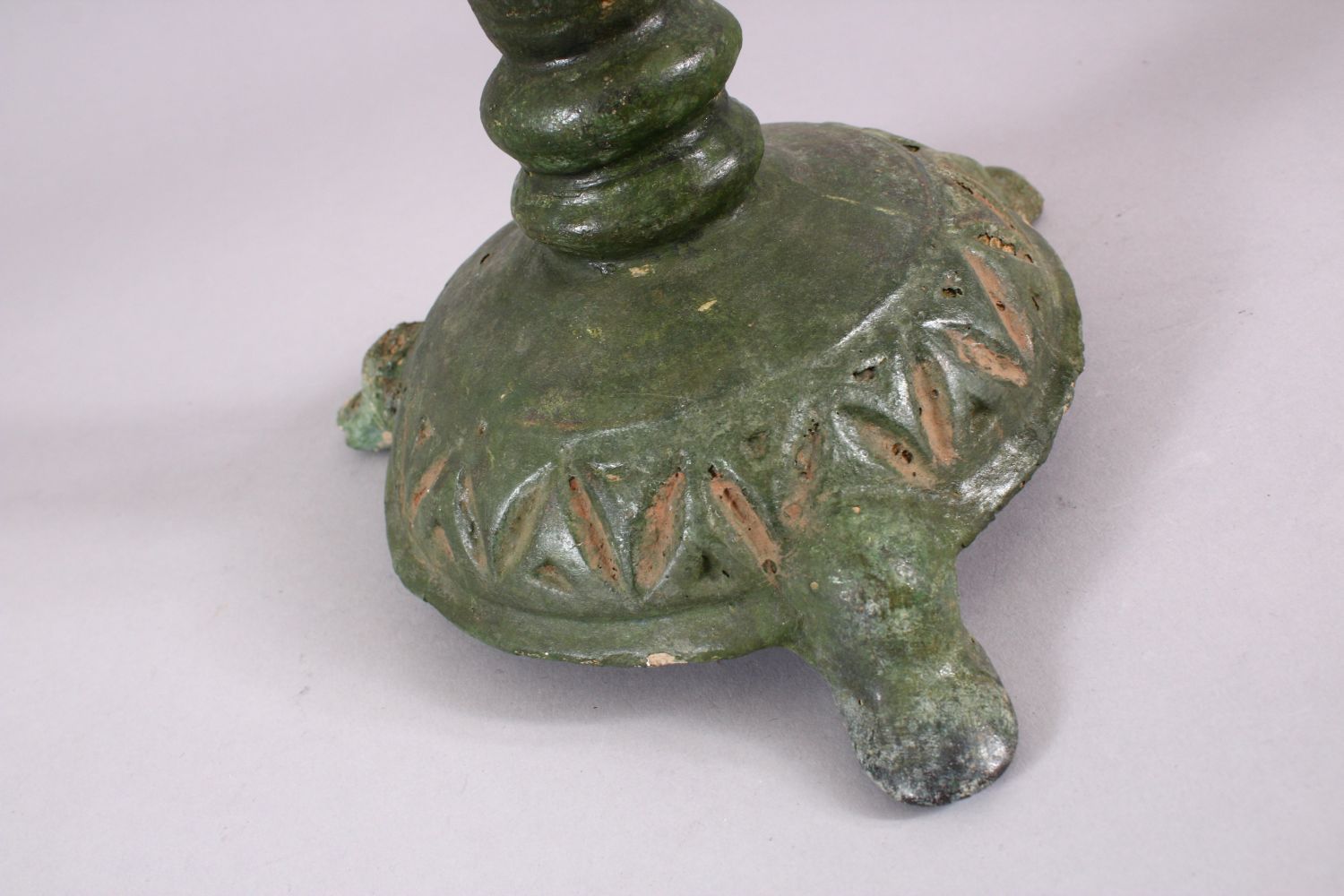 A UNUSUAL EARLY ISLAMIC POTTERY OIL LAMP ON STAND, 46cm high. - Image 6 of 7