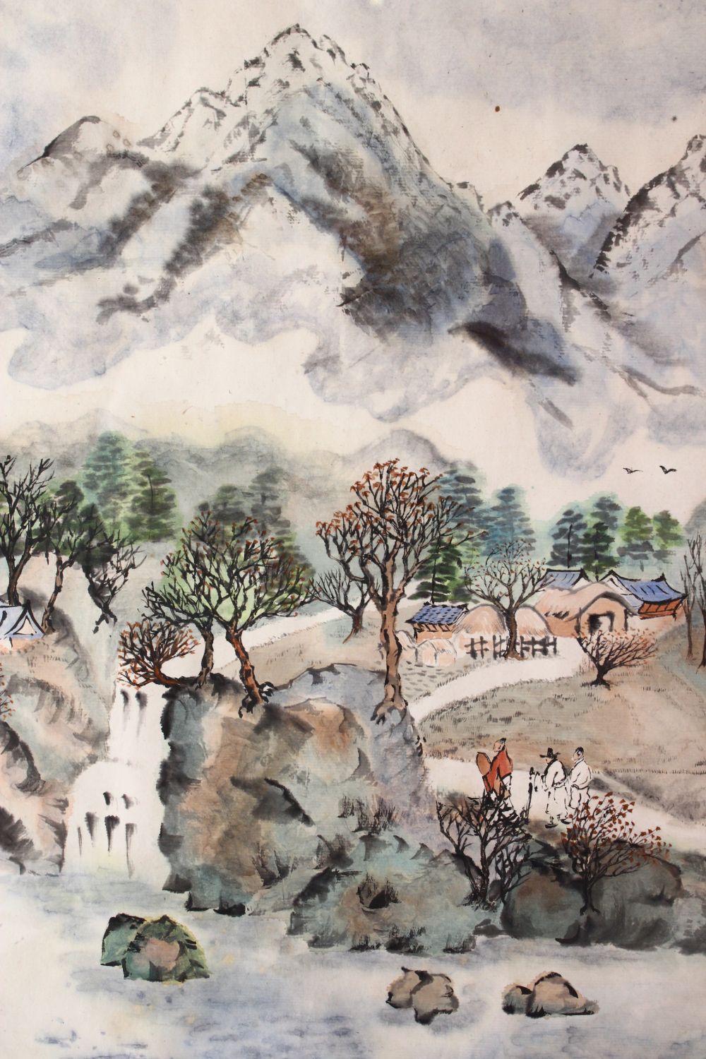 A CHINESE FRAMED PAINTING OF A NATIVE LANDSCAPE SCENE, depicting a native waterside landscape scenes - Image 2 of 4