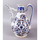 A GOOD IZNIK STYLE ITALYAN CANTAGALLI POTTERY WATER URN, decorated with blue and red decoration of