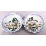 A GOOD PAIR OF CHINESE REPUBLIC FAMILLE ROSE PORCELAIN PLATES, each decorated with figures upon
