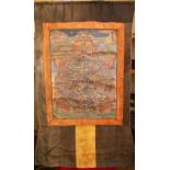 A 19TH CENTURY CHINESE THANKA, depicting the twelve panels of reincarnation, signed to the