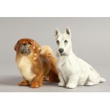 A ROYAL WORCESTER FIGURE OF A PEKINGESE, and another of a 'Scottie Terrier', date codes for Mid-