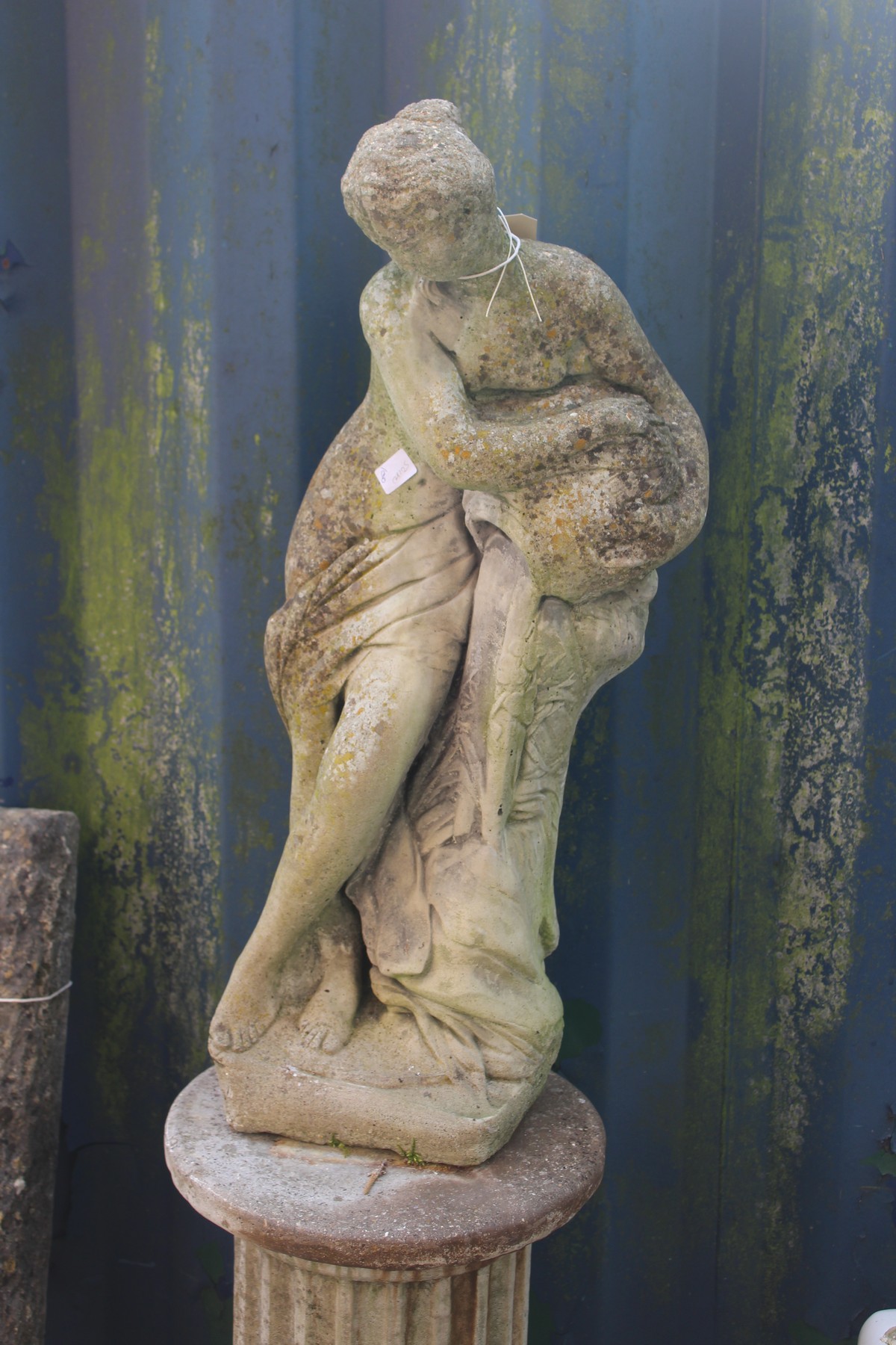 A composite garden classical figure on pedestal base. - Image 2 of 3