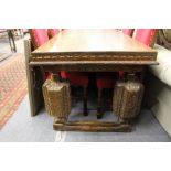 A good large substantial Jacobean revival oak dining table.