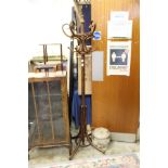 A bentwood hat and coat stand.