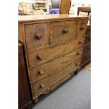 A Scottish chest of drawers comprising three deep drawers over three graduated drawers with a shaped