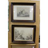 Two engravings in rosewood frames.