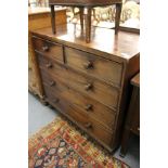 A 19th century mahogany chest of two short and three long drawers.