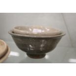 Two early Chinese glazed terracotta bowls.