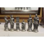 A cast metal figural chess set.