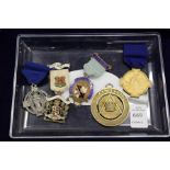 Various silver gilt Masonic and other medals.
