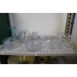 Cut glass bowls, vases etc.