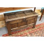 A good small 18th century oak triple panel coffer.