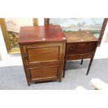 A 19th century mahogany pot cupboard with tambour sliding door together with an Edwardian two door