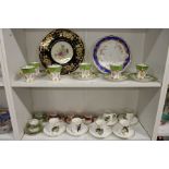 A quantity of decorative coffee cups and saucers and other china.