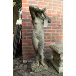 A good large weathered composite garden figure of a semi-nude female.
