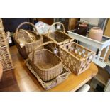 A quantity of wicker baskets.