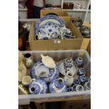 Blue and white and other decorative china.