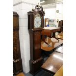 A good 19th century oak longcase clock with well painted arch shaped dial eight day movement with