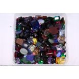 A quantity of mixed semi-precious stones to include blue agate, gold stone, tiger's eye etc. etc.