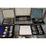 Various cased flatware.