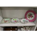 A pair of Limoges floral decorated dishes and two other items.