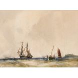 F. H. Mason (1875-1965) British, A marine scene with ships at full sail on choppy waters,