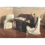 20th Century Russian School, A scene of Lenin seated and working by a table, oil on canvas,