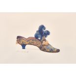 Fiona Saunders (20th century) a pair of prints of 19th century French shoes, each signed in pencil
