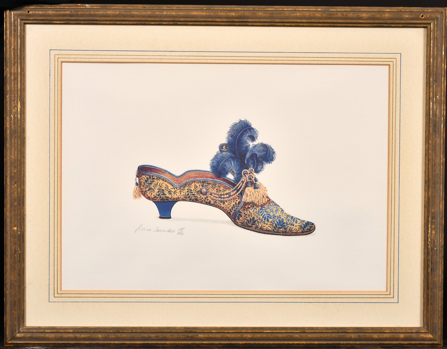 Fiona Saunders (20th century) a pair of prints of 19th century French shoes, each signed in pencil - Image 2 of 4