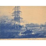 A pair of prints of port scenes, 5.5" x 8", (2).