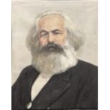 20th Century Russian School, A bust length portrait of Karl Marx, oil on canvas, 27" x 21.5",